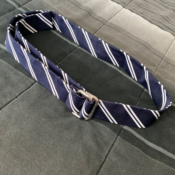 Crémieux double-d navy and white stripes canvas belt - Picture 3 of 17